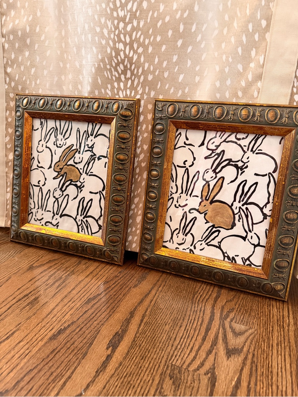 Decorative Bunny Original Wall Art - Gold and Black Frame
